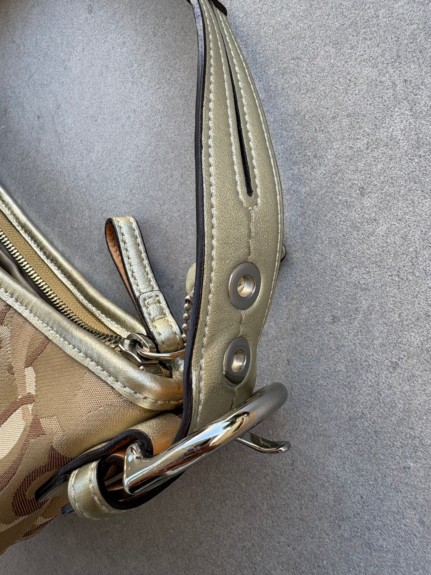 Coach Soho Monogram Bag Brown and Gold