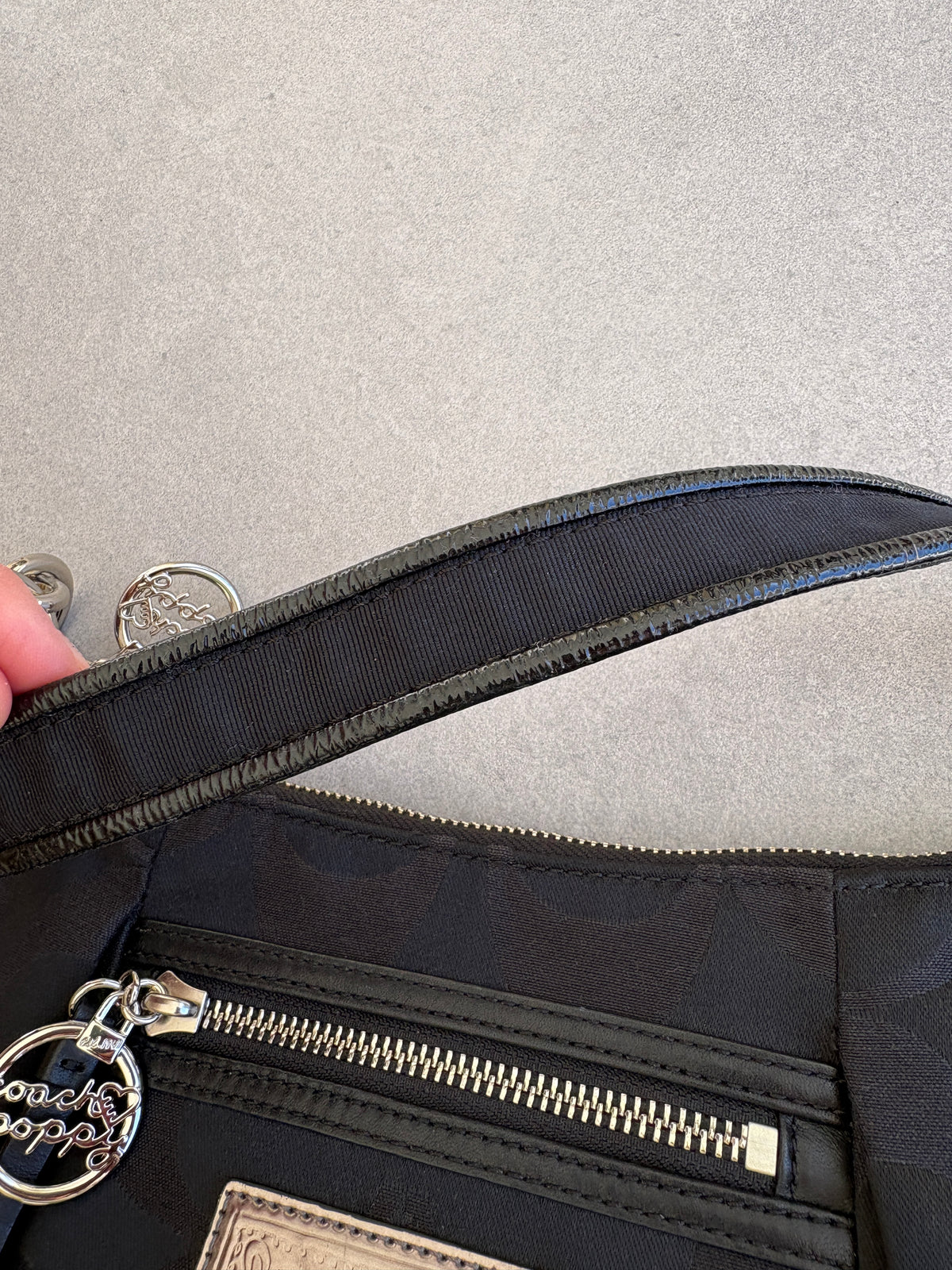 Coach Poppy Black Monogram Shoulder Bag