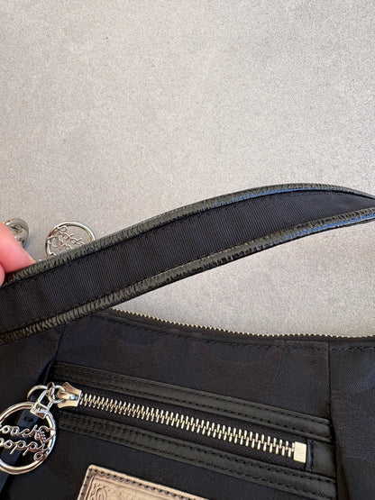 Coach Poppy Black Monogram Shoulder Bag
