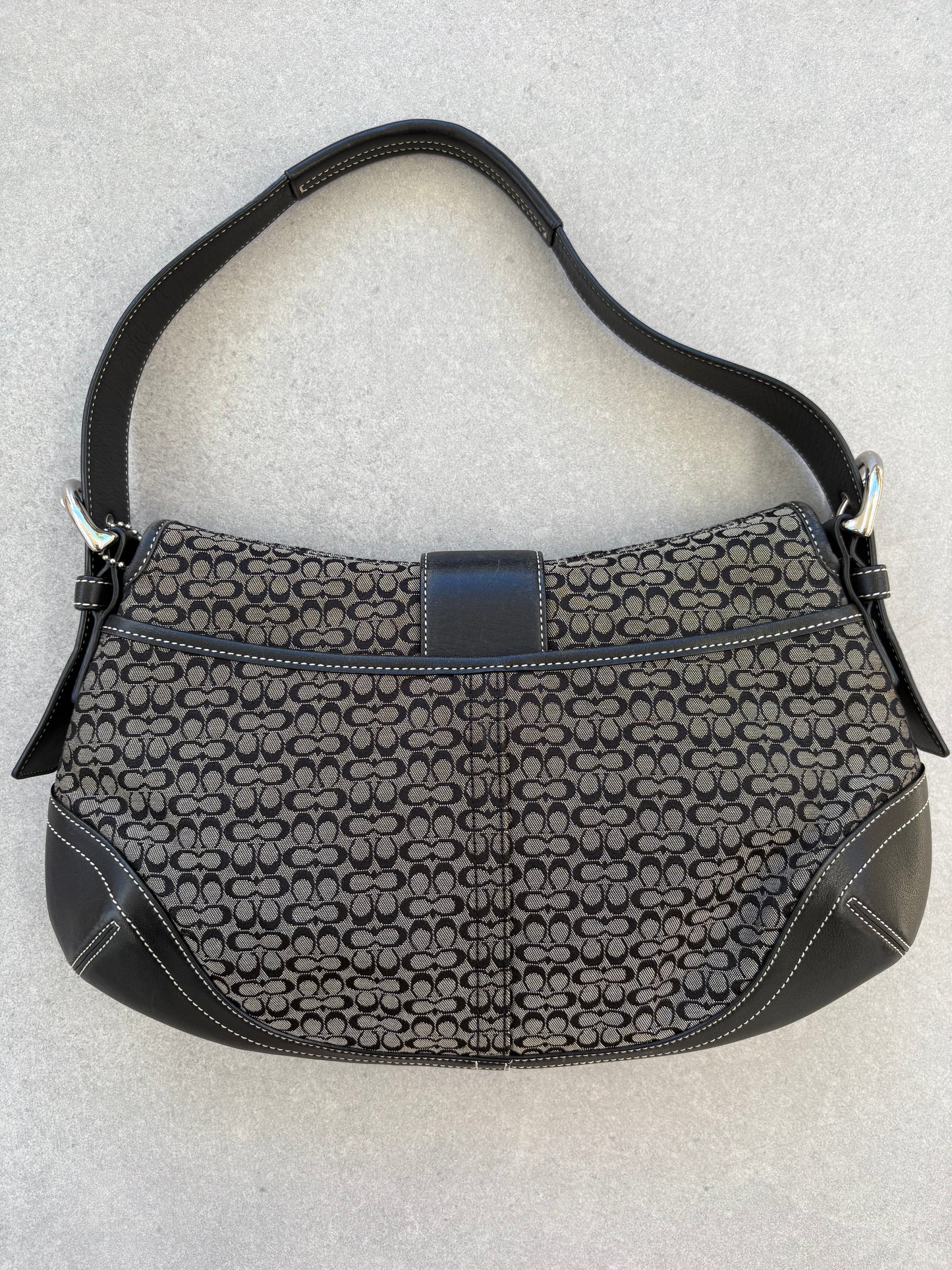 Coach Soho Black and Grey Monogram Shoulder Bag