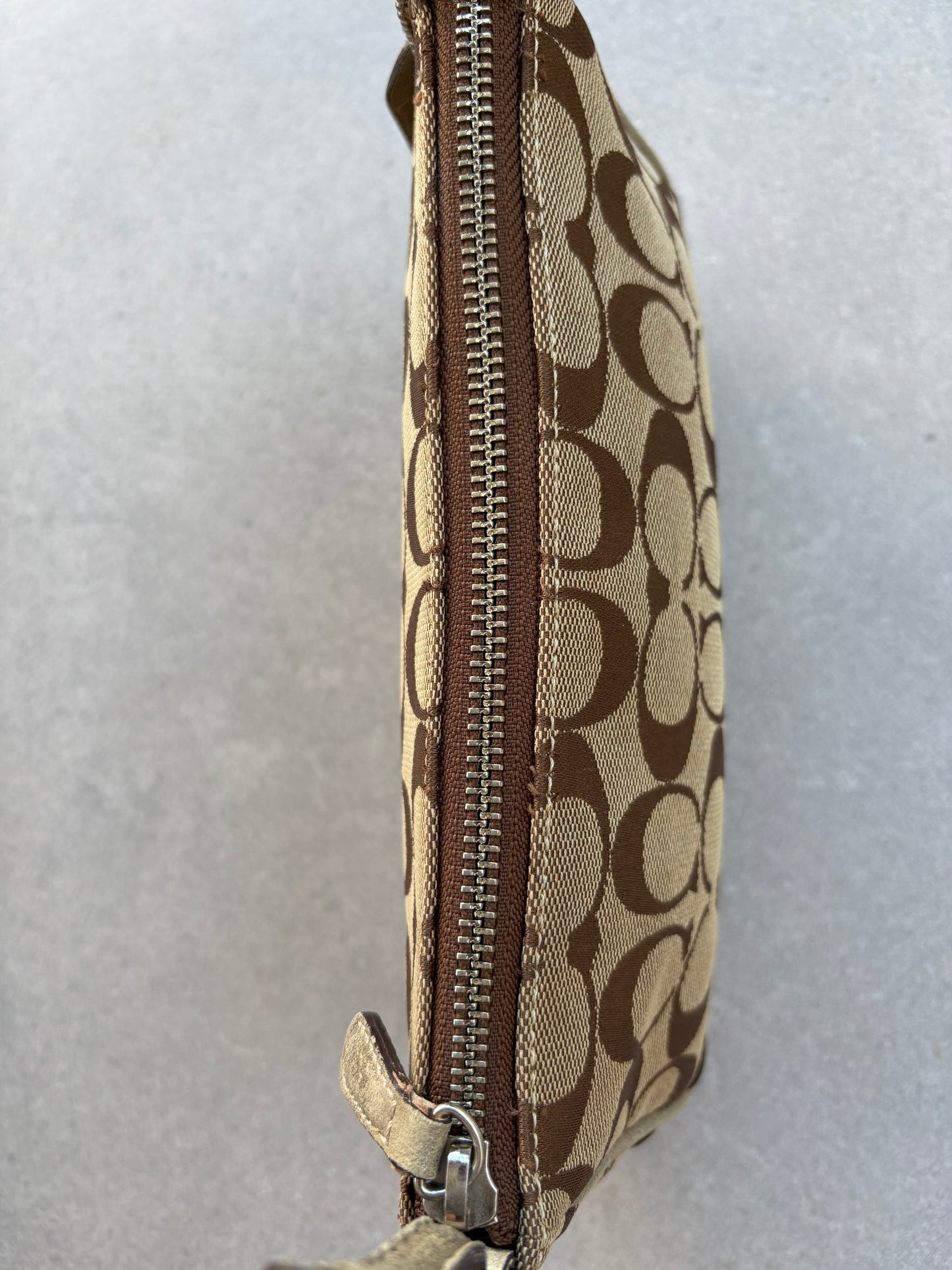Coach Signature Demi Beige and Silver Shoulder Bag