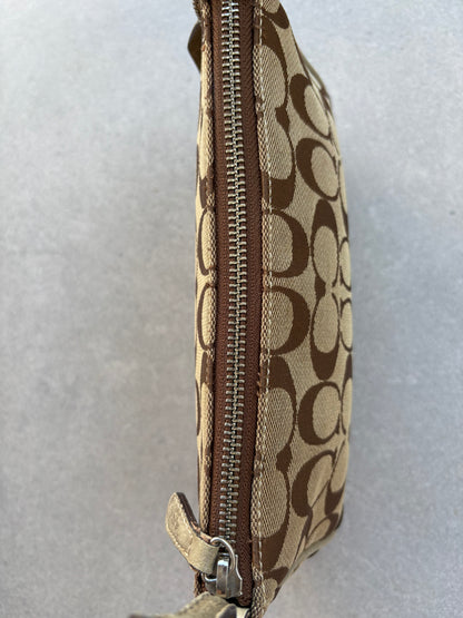 Coach Signature Demi Beige and Silver Shoulder Bag