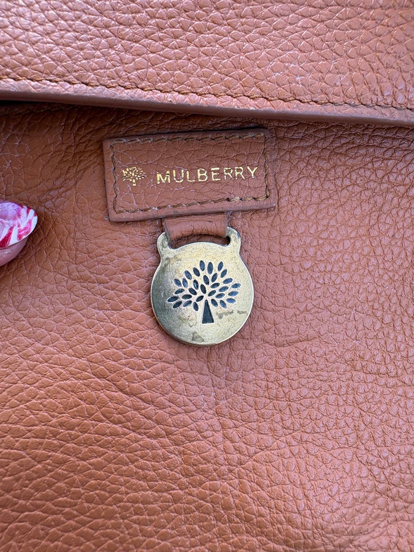 Mulberry Roxanne Tan Grained Leather Satchel Bag