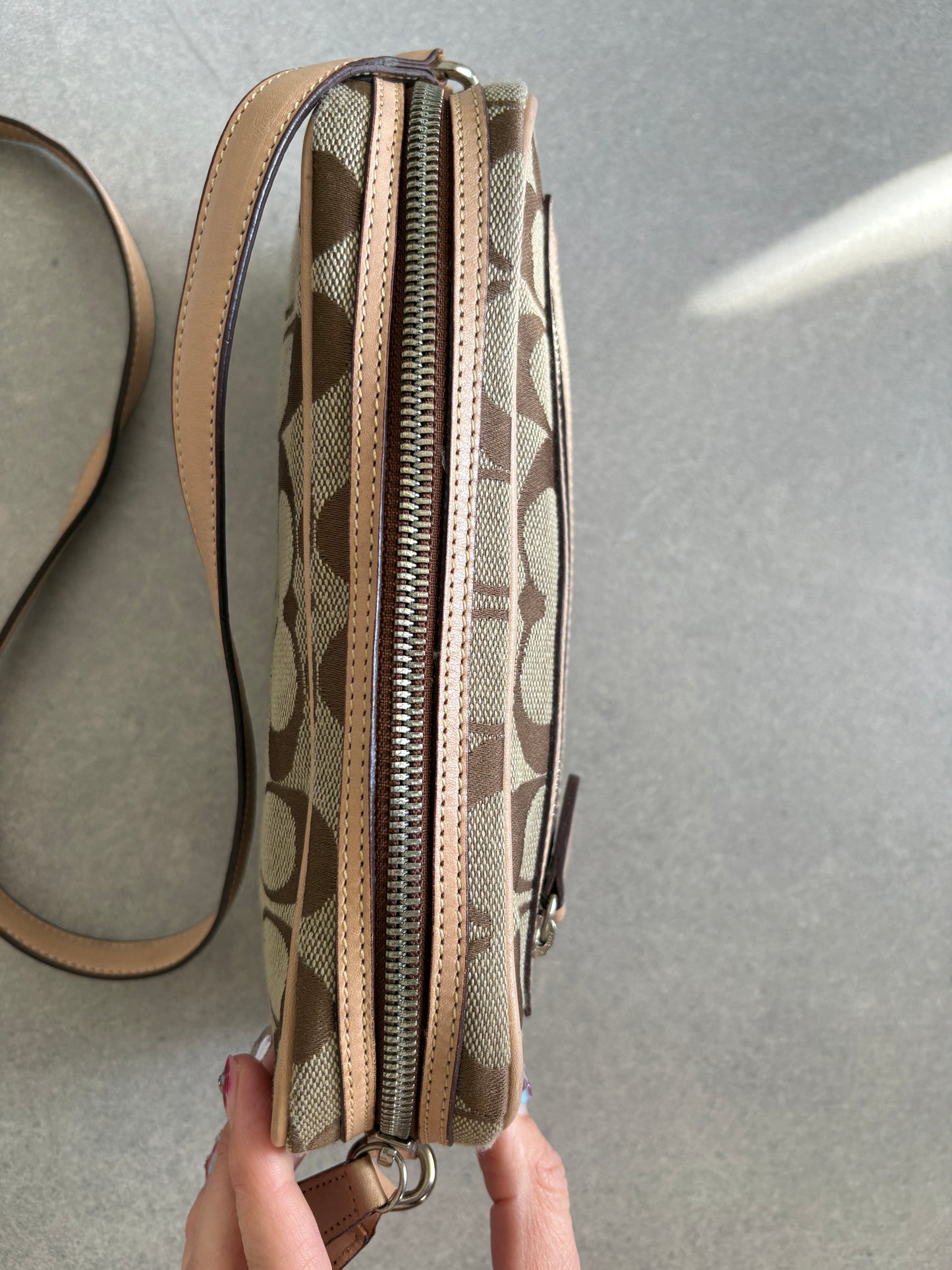 Coach Brown Canvas Signature Crossbody Bag