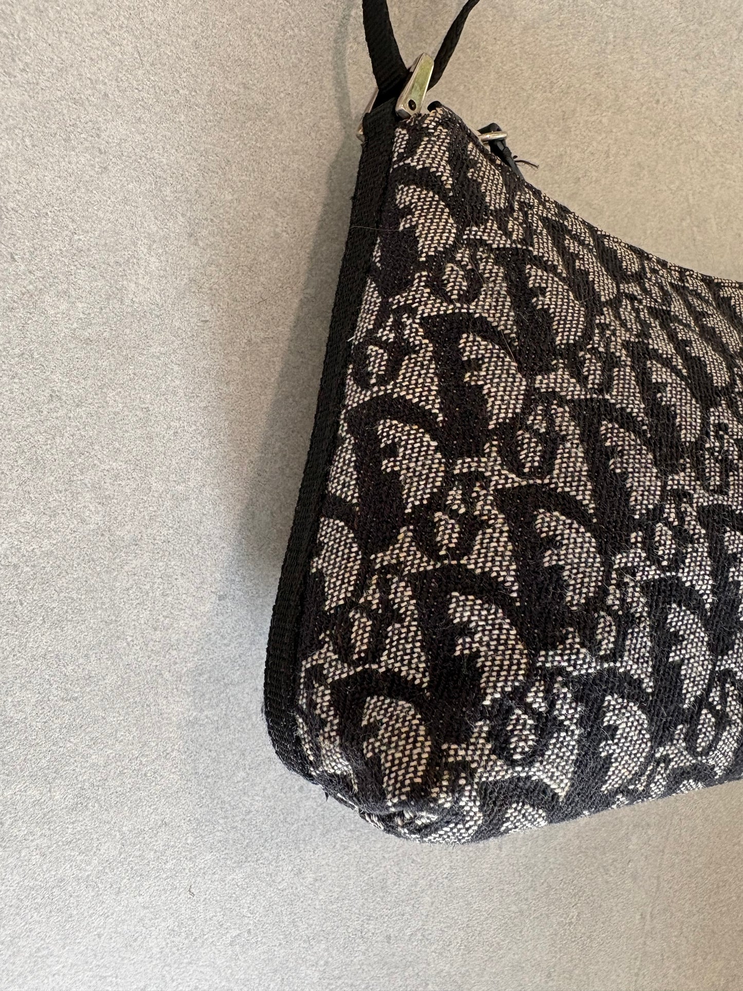 Christian Dior 2000s Black Trotter Monogram Shoulder Bag