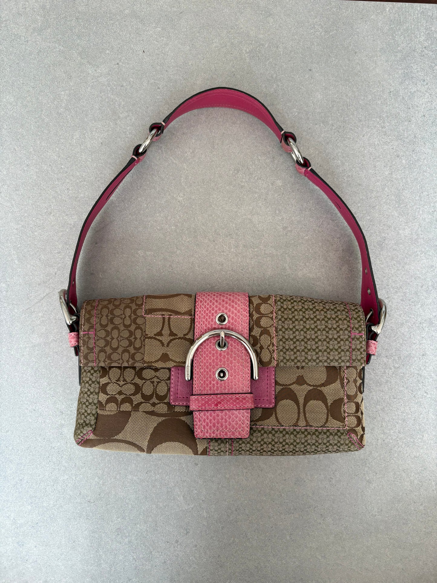 Coach Exotics Soho Patchwork with Pink Snakeskin Shoulder Bag