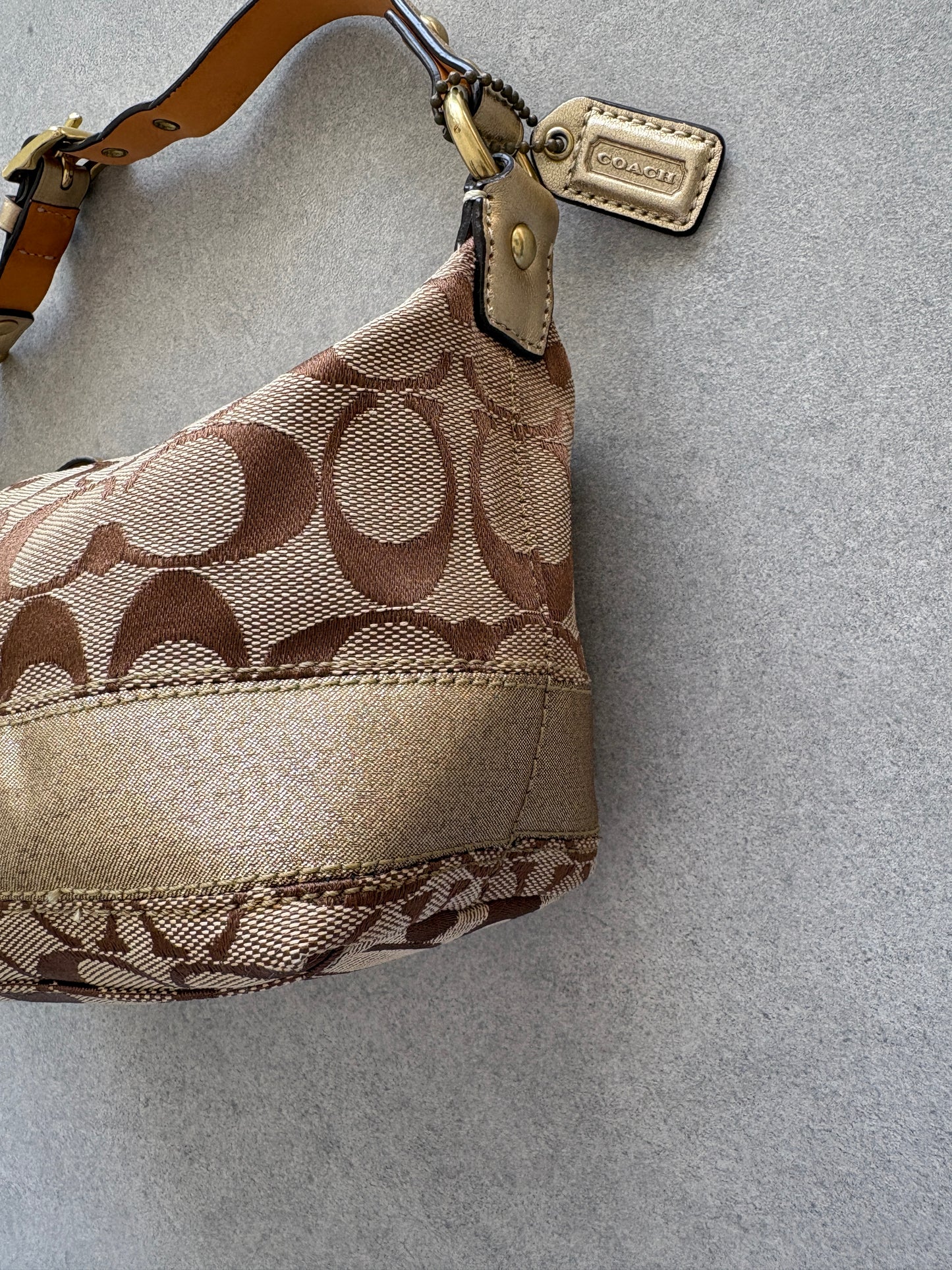 Coach Demi Beige and Gold Pouch