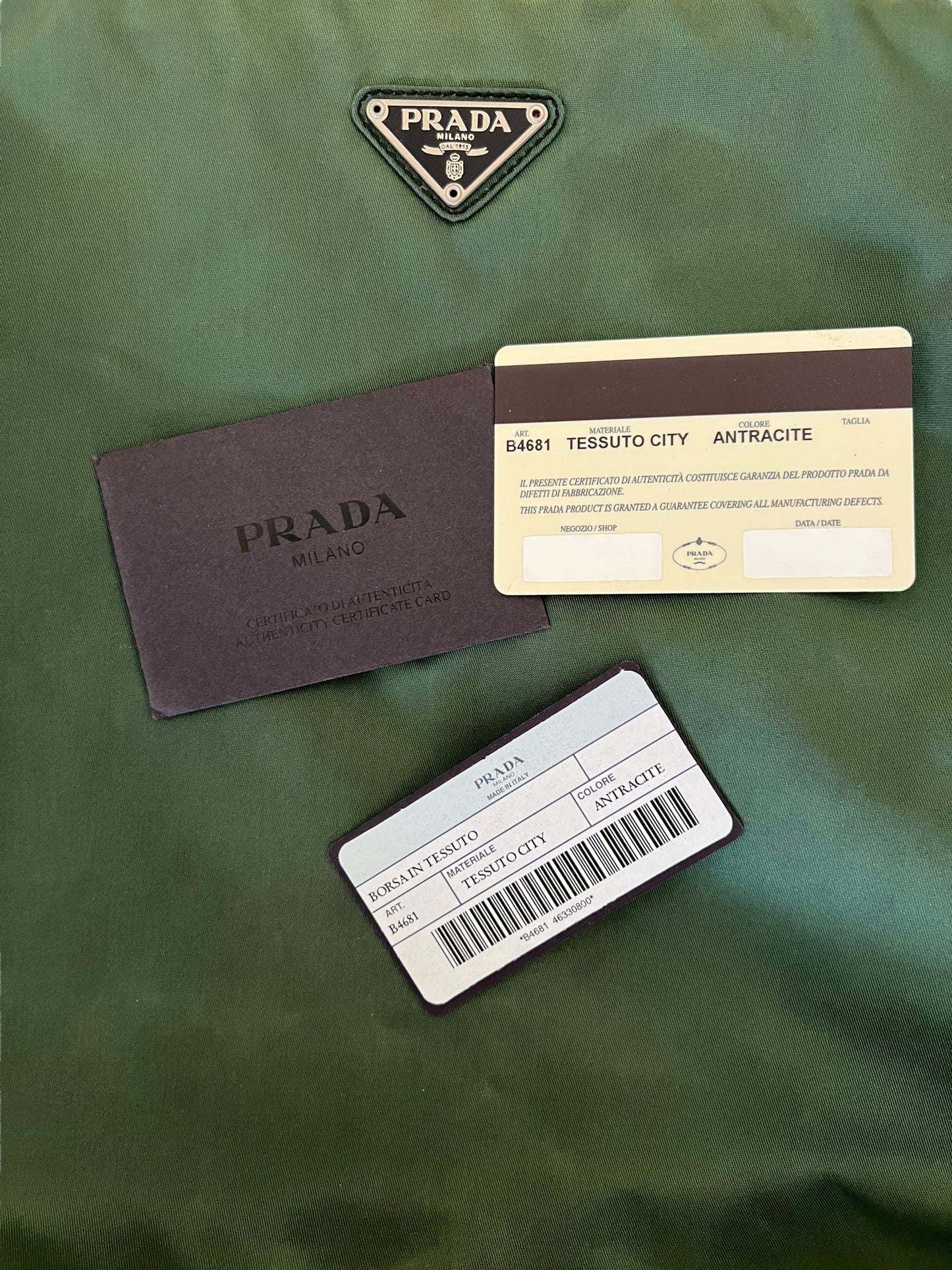 Prada Green Nylon Shoulder Tote Bag
