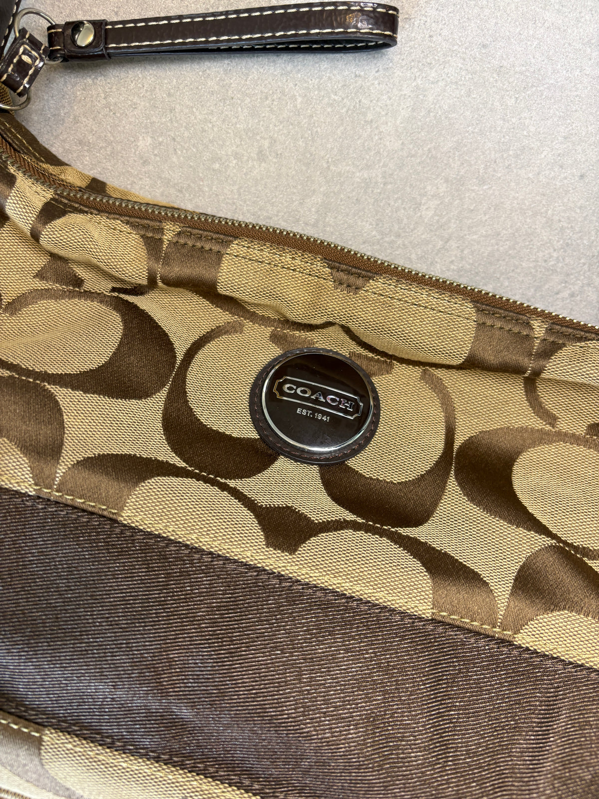 Coach Brown Monogram Hobo Shoulder Bag