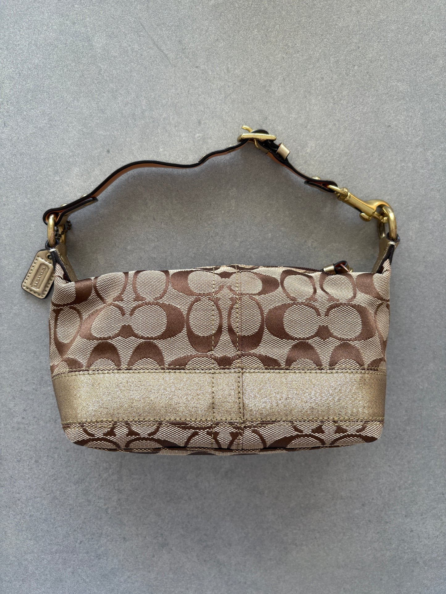 Coach Demi Beige and Gold Pouch