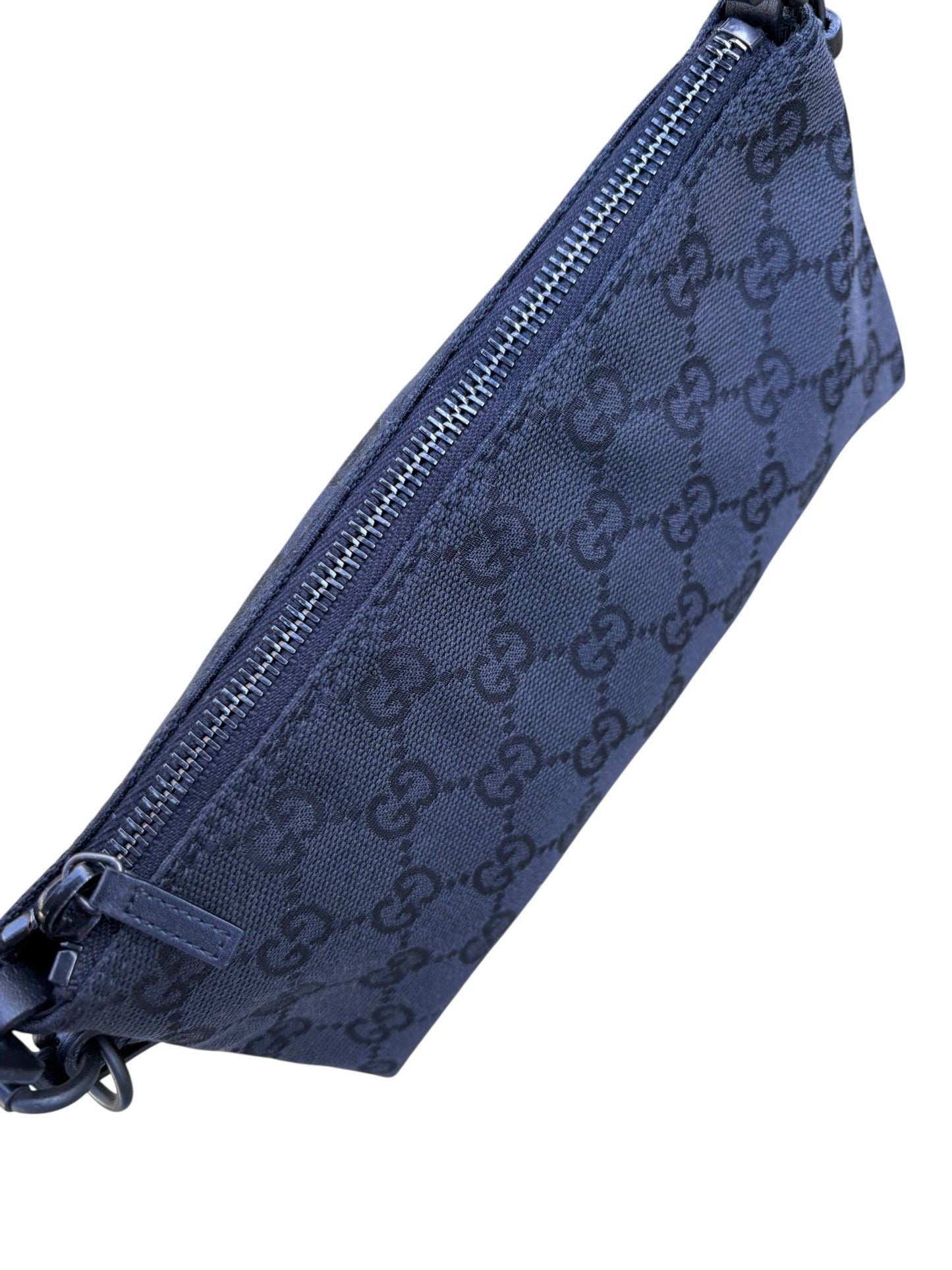 Gucci Black GG Canvas and Leather Pochette