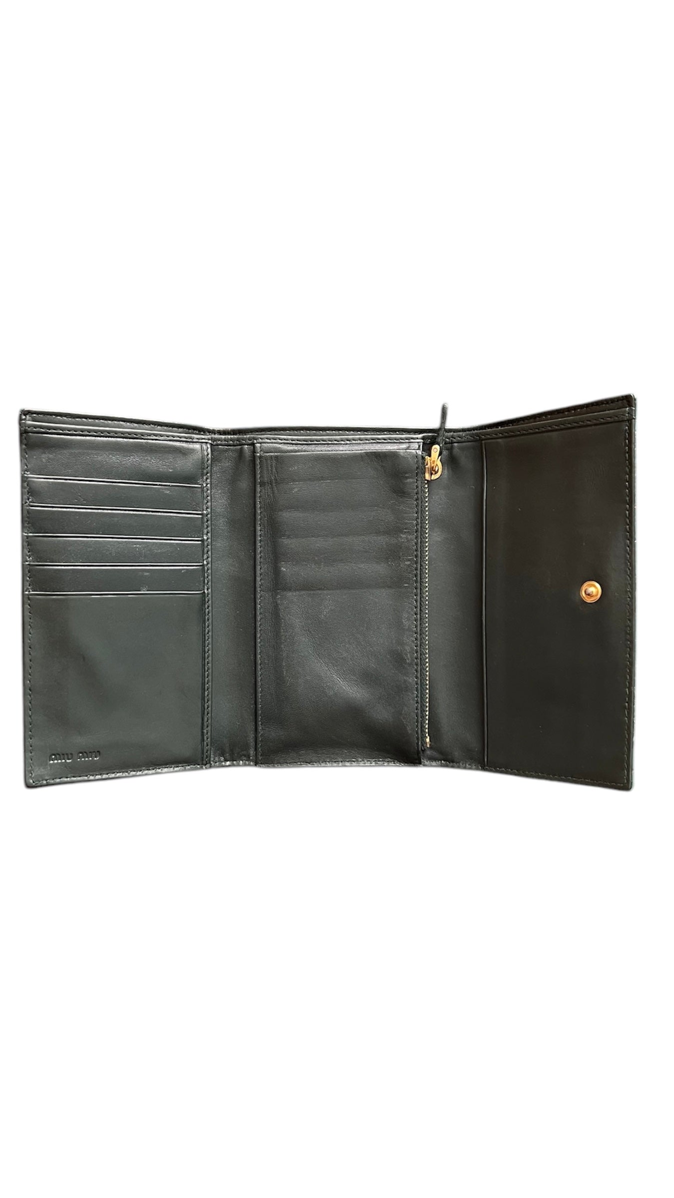 Miu Miu Turquoise Croc Print Patent Flap Wallet