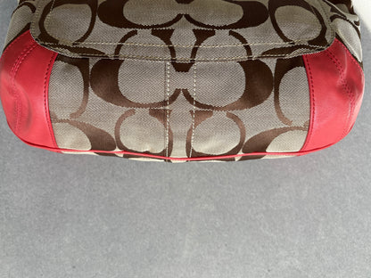 Coach Beige Monogram with Orange Trim Shoulder Bag