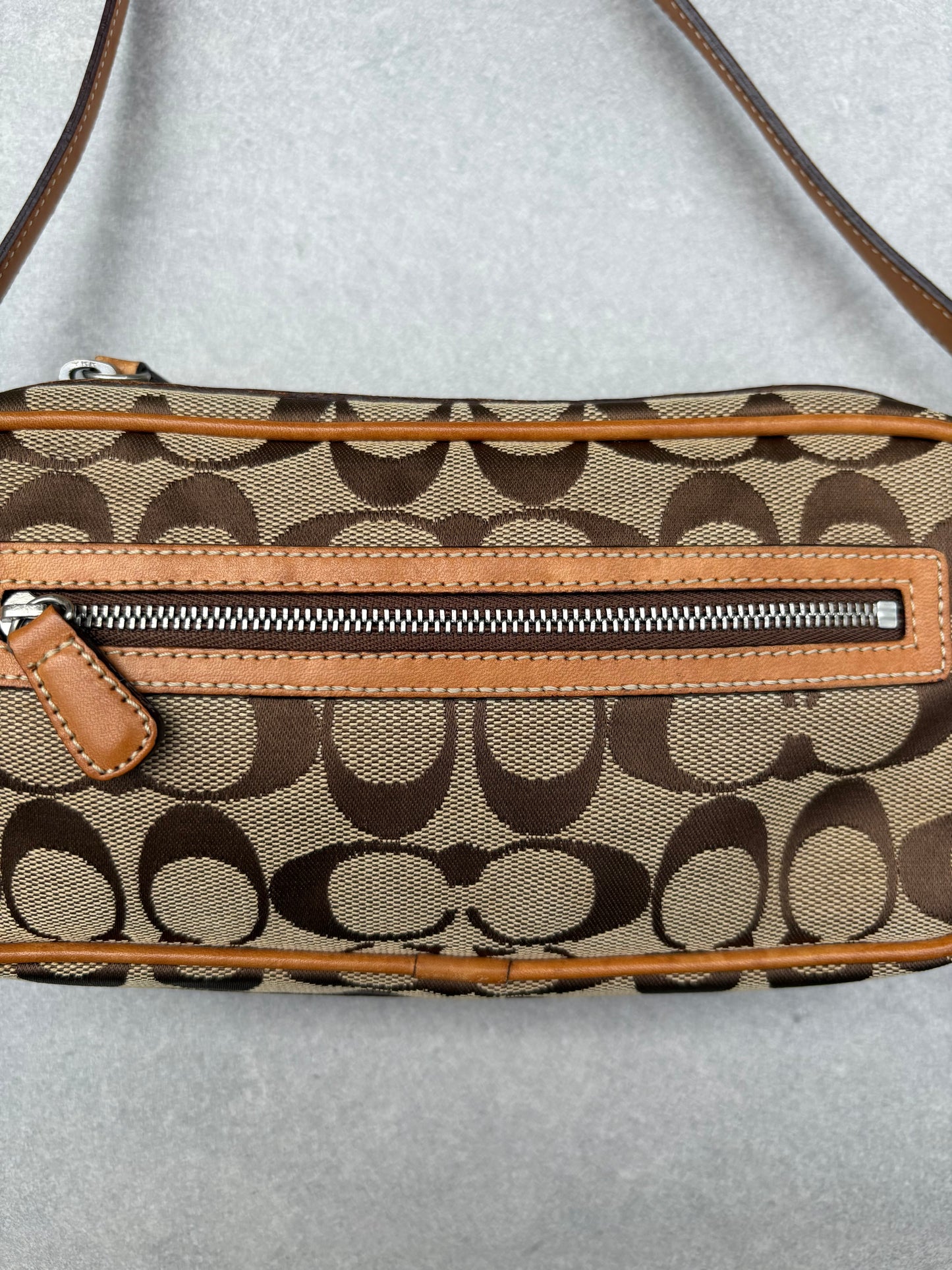 Coach Brown Canvas Signature Crossbody Bag
