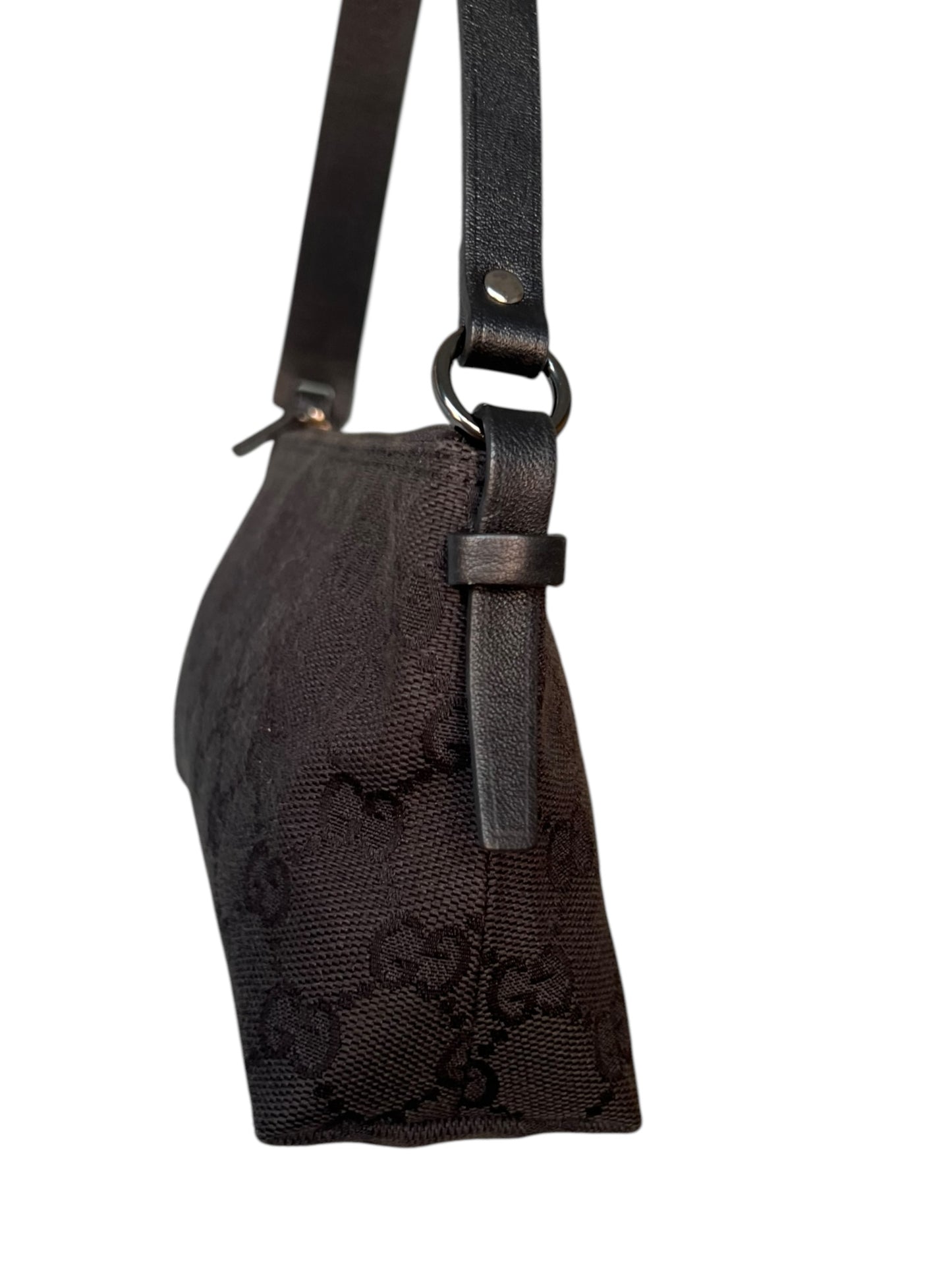 Gucci Black GG Canvas and Leather Pochette