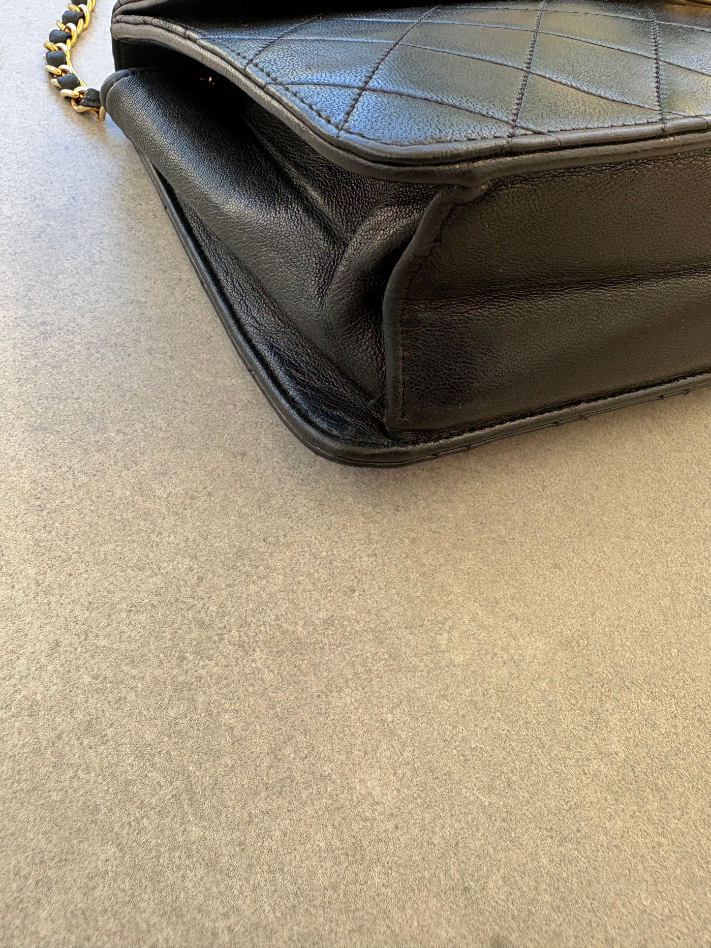 Chanel Classic Vintage Flap Black Lambskin Leather Shoulder Bag