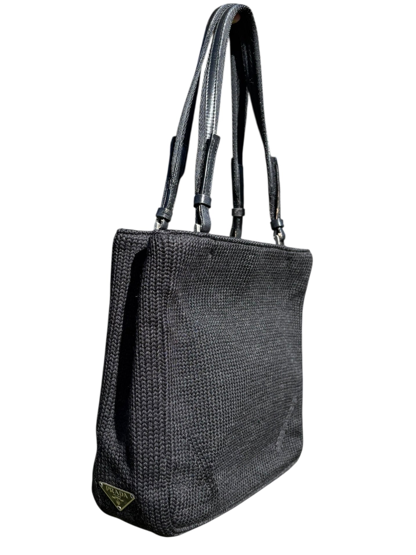 Prada Knit Shoulder Tote Bag Black