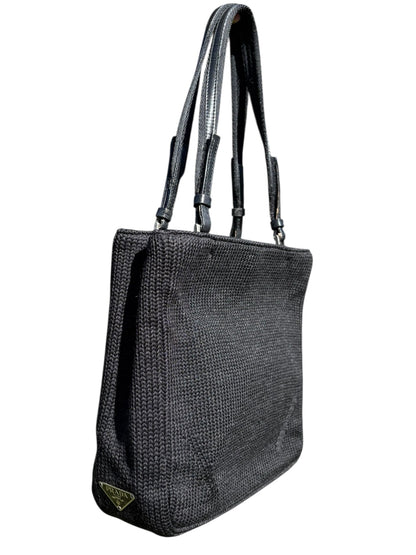 Prada Knit Shoulder Tote Bag Black