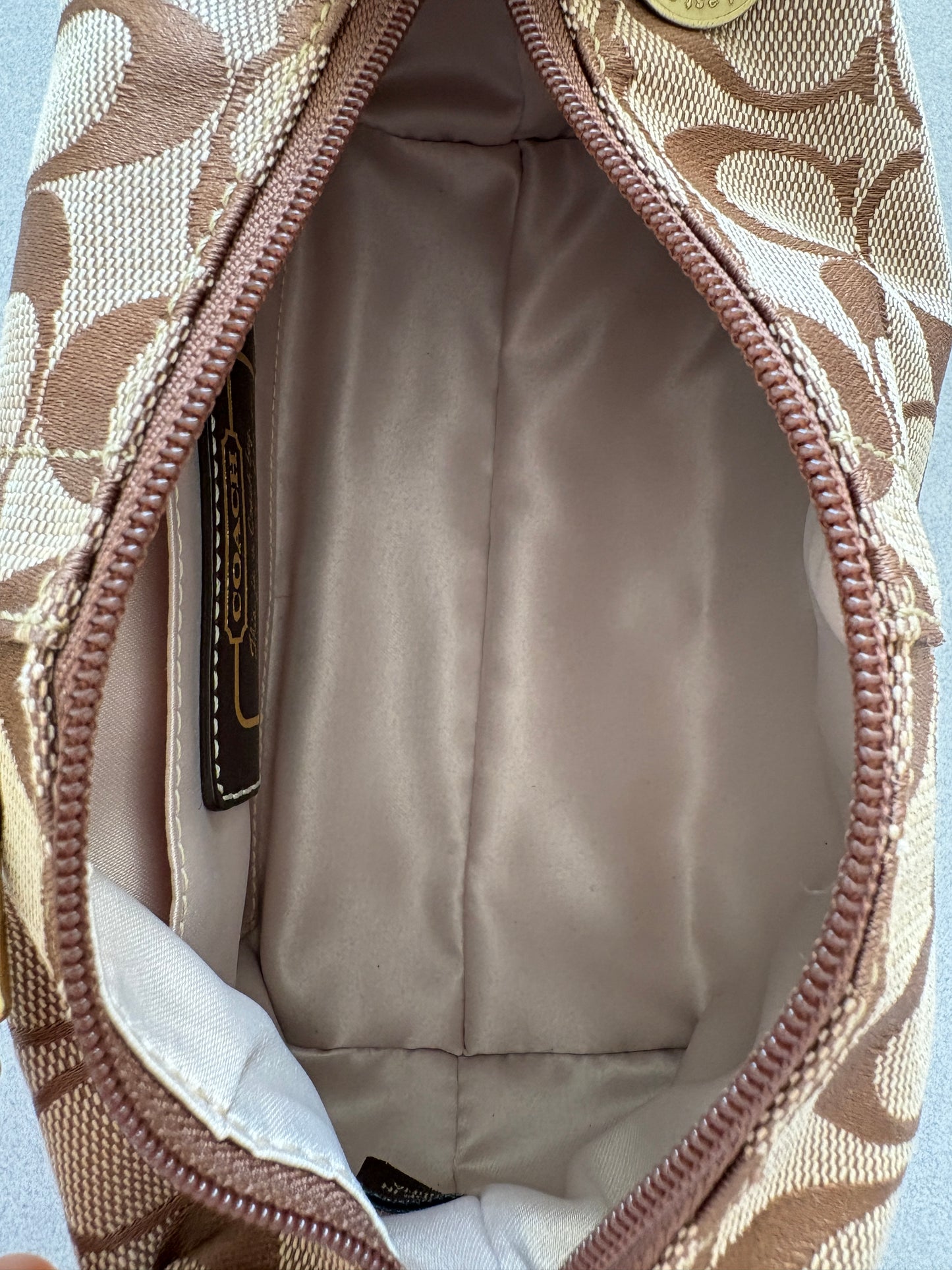 Coach Demi Beige and Gold Pouch