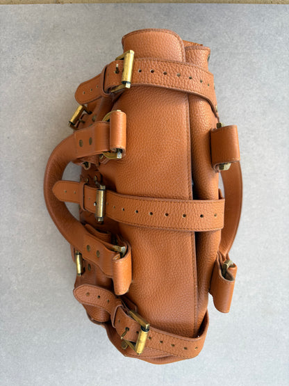 Mulberry Roxanne Tan Grained Leather Satchel Bag
