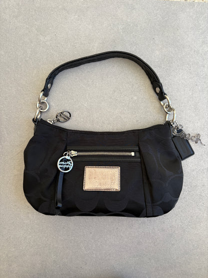 Coach Poppy Black Monogram Shoulder Bag