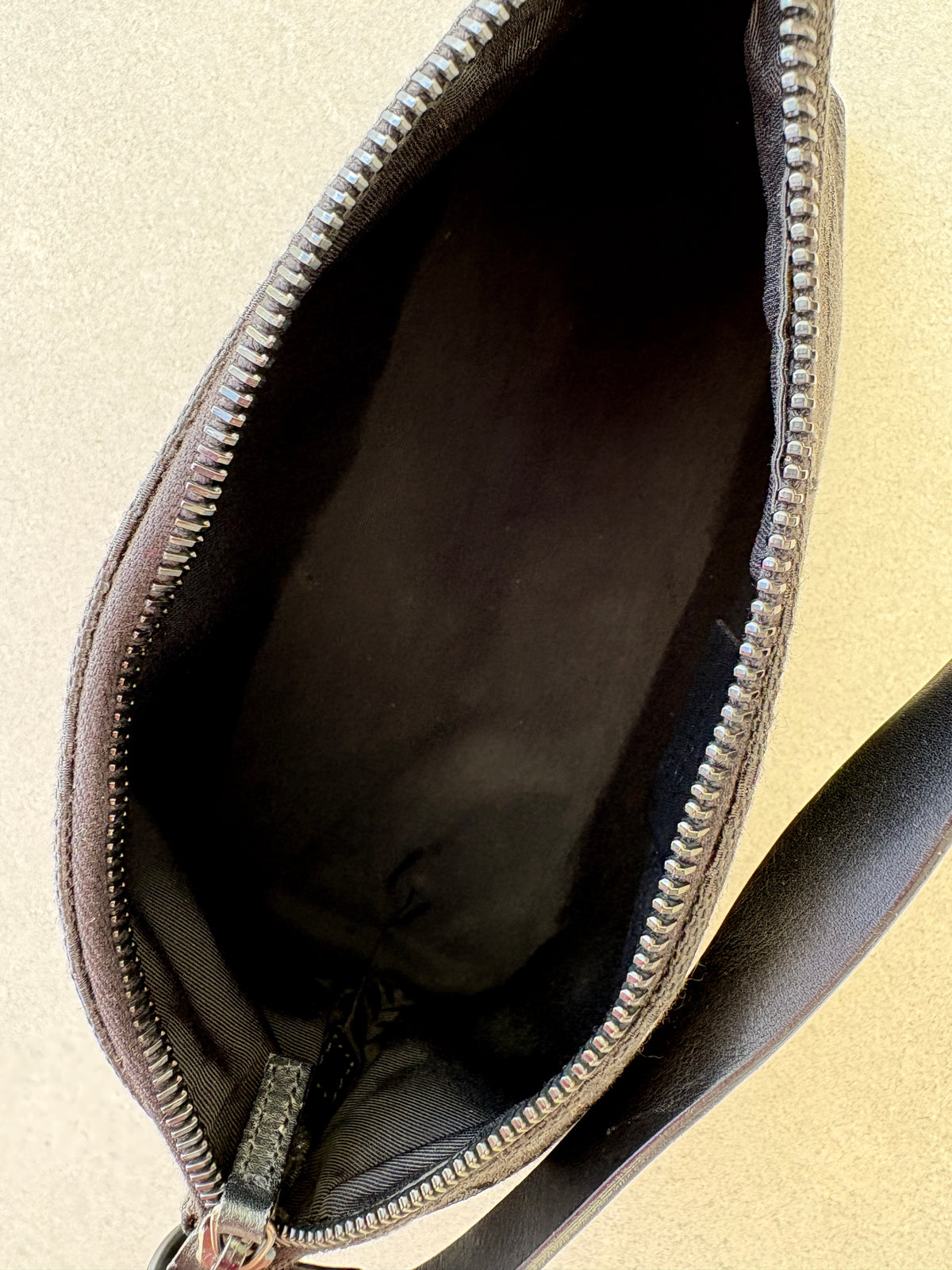 Gucci Black GG Canvas and Leather Pochette