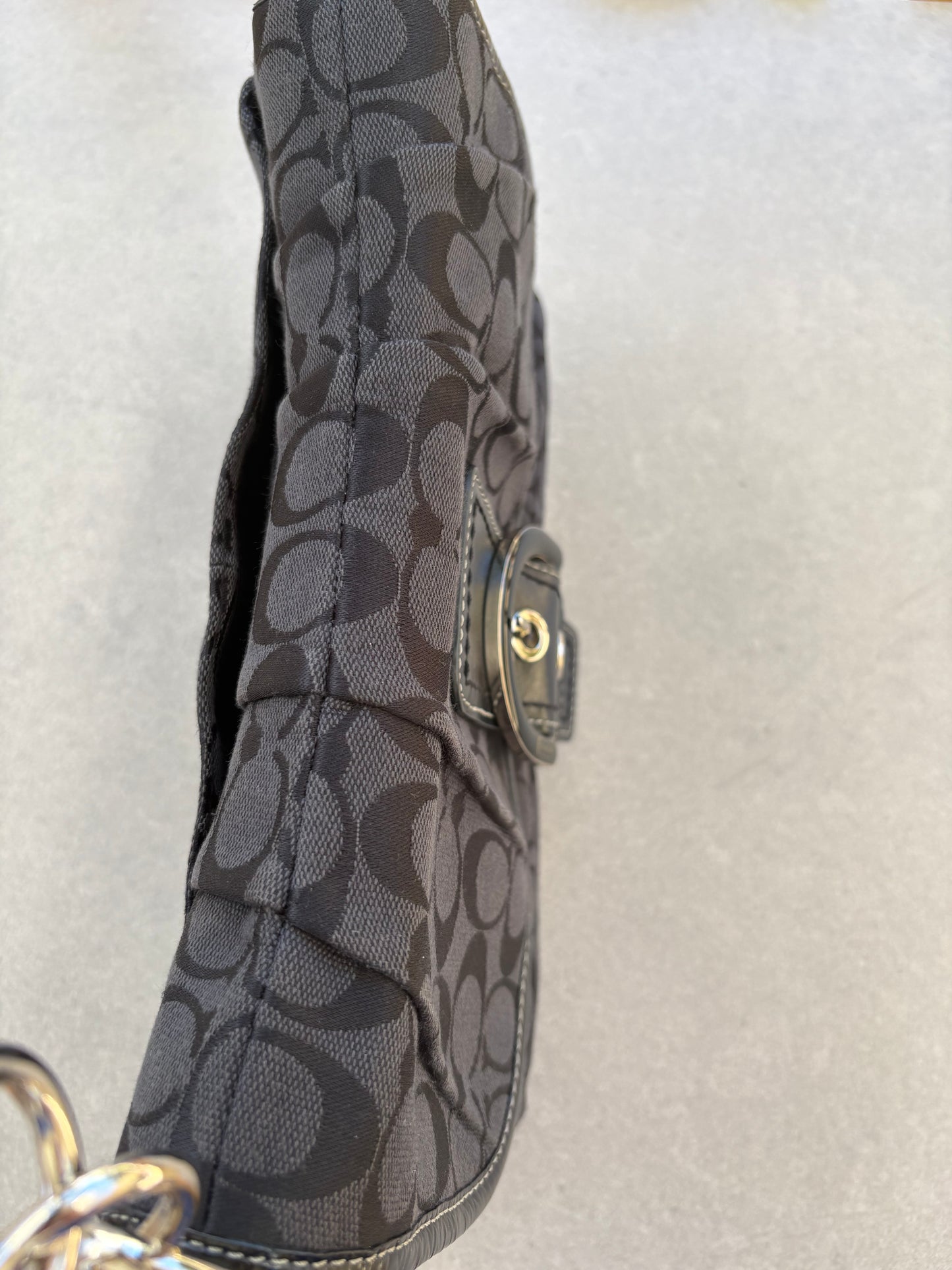 Coach Soho Black Monogram Shoulder Bag