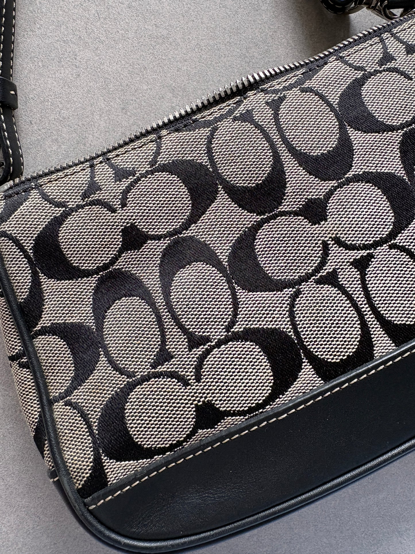 Coach Demi Black and Grey Shoulder Bag