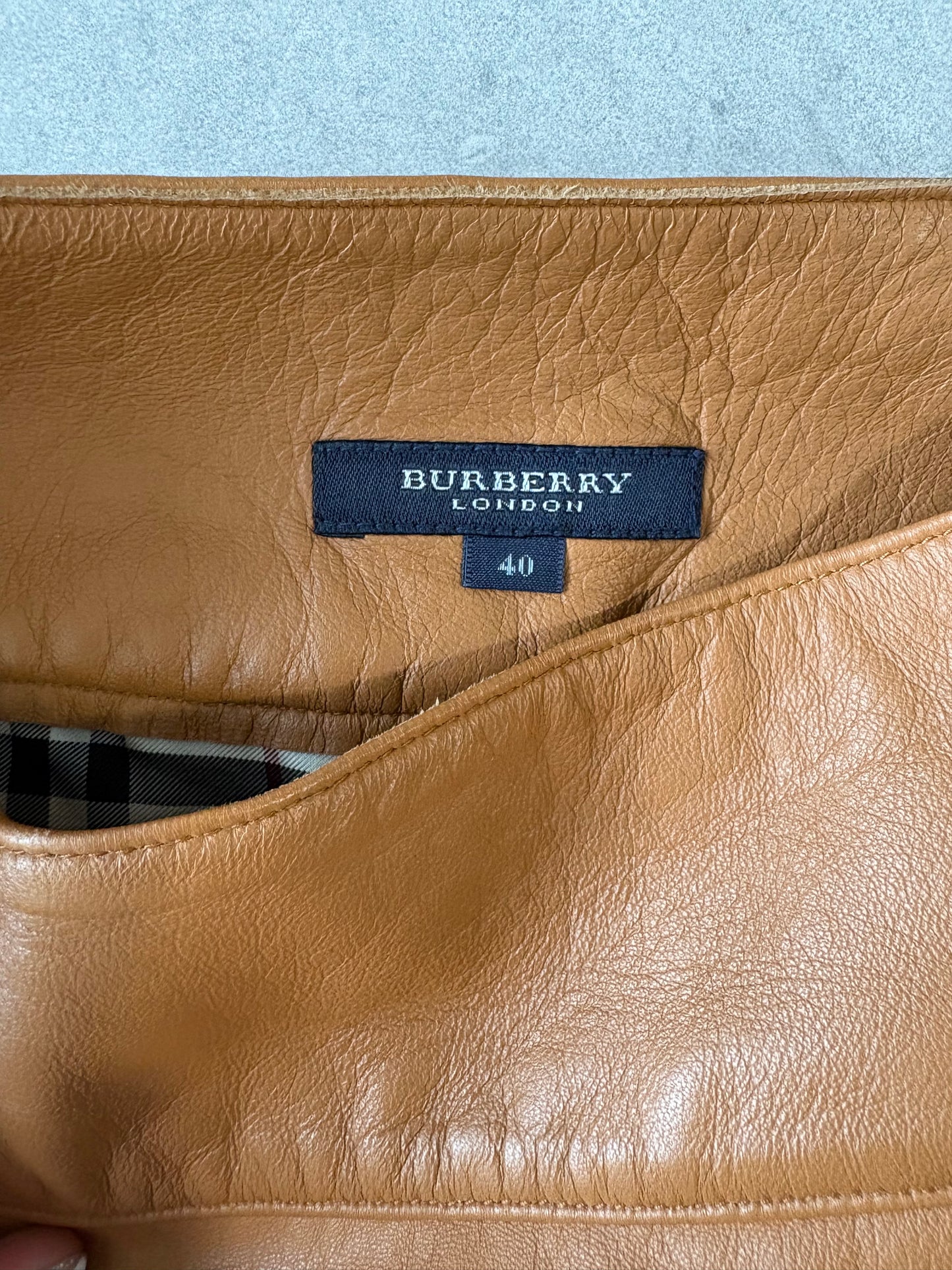 Burberry Tanned Leather Skirt