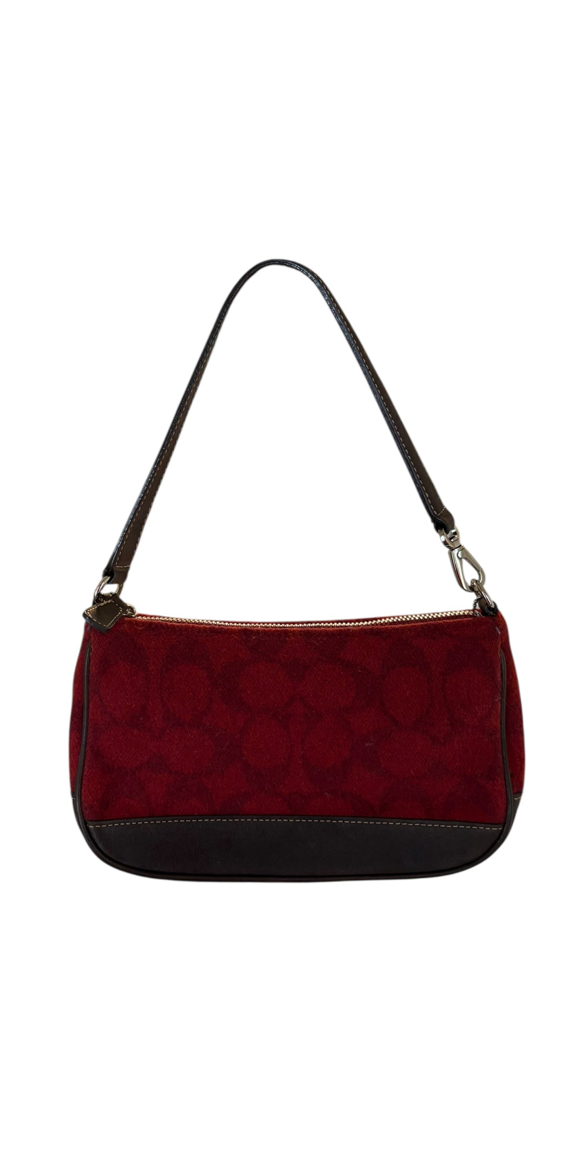 Coach Signature Red Demi Woolen Shoulder Bag