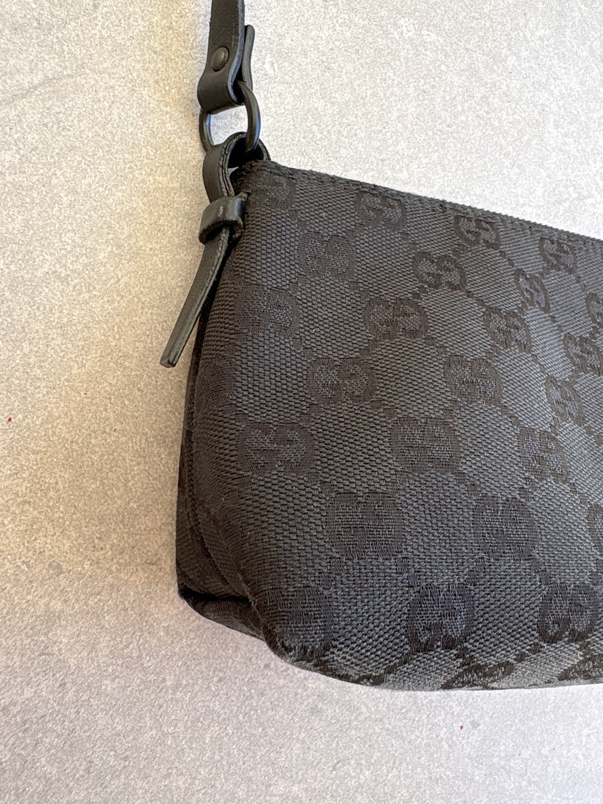 Gucci Black GG Canvas and Leather Pochette
