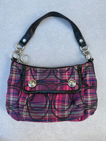 Coach Poppy Berry Tartan Plaid Shoulder Bag Two Way