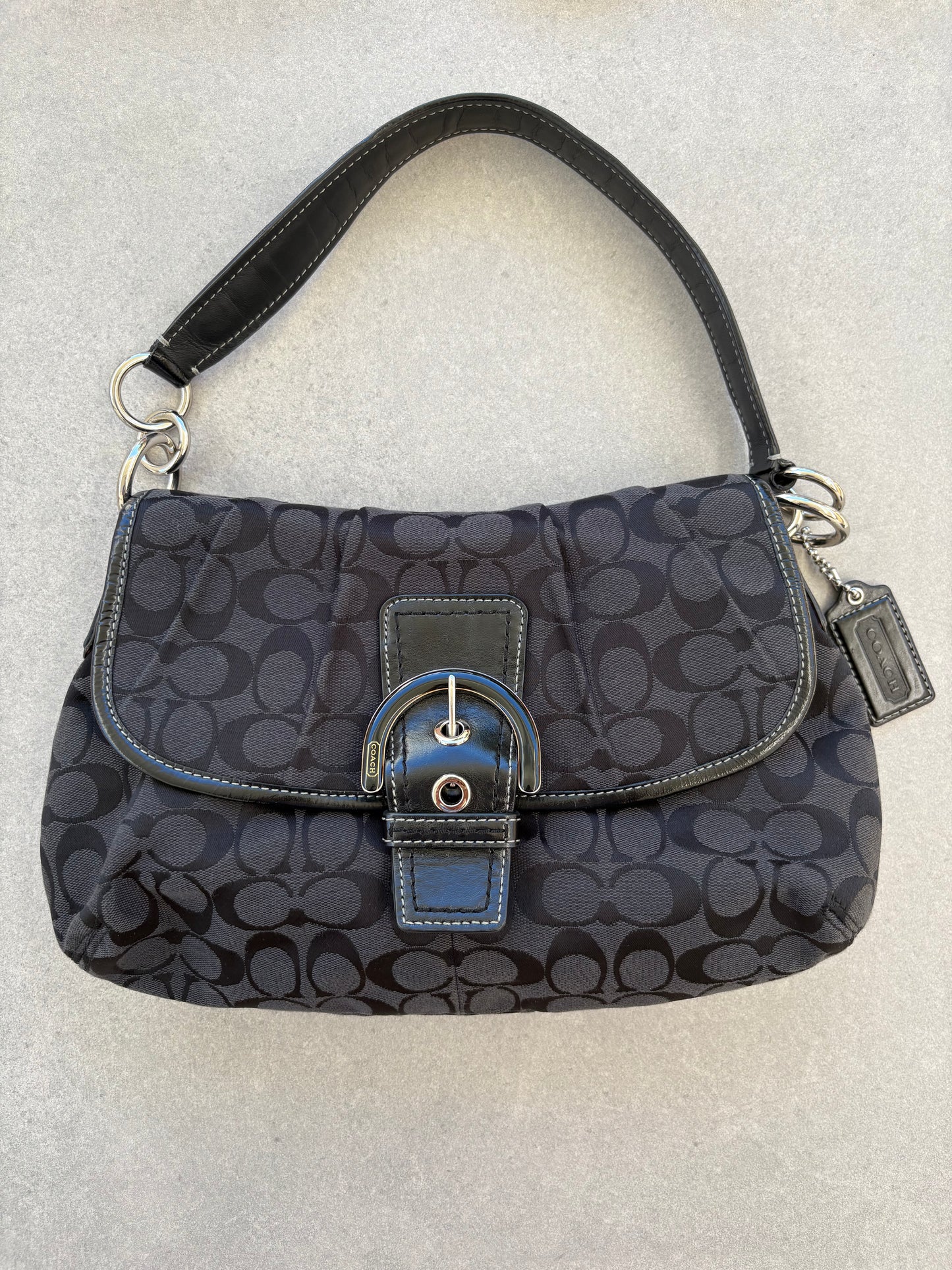 Coach Soho Black Monogram Shoulder Bag