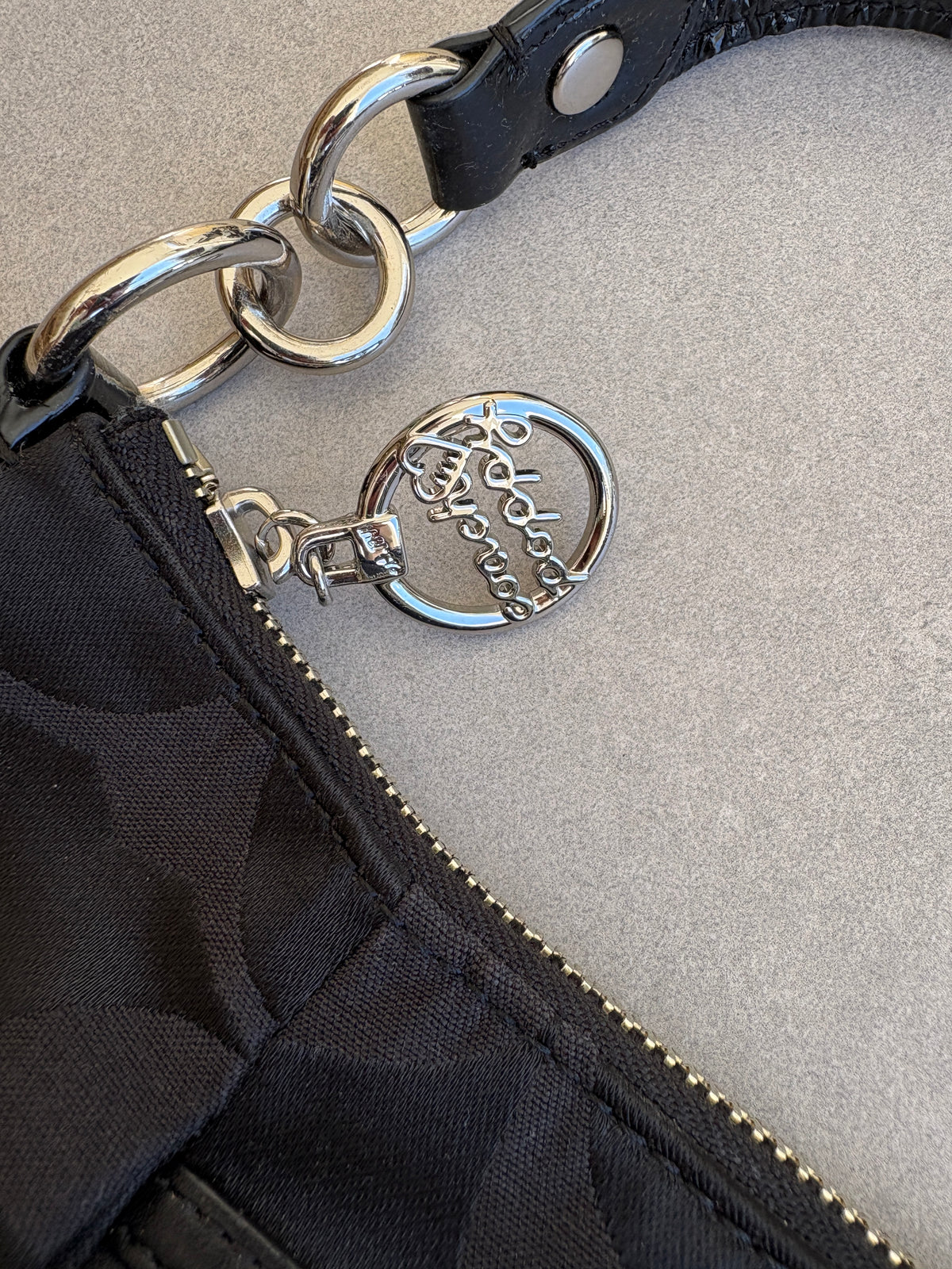 Coach Poppy Black Monogram Shoulder Bag