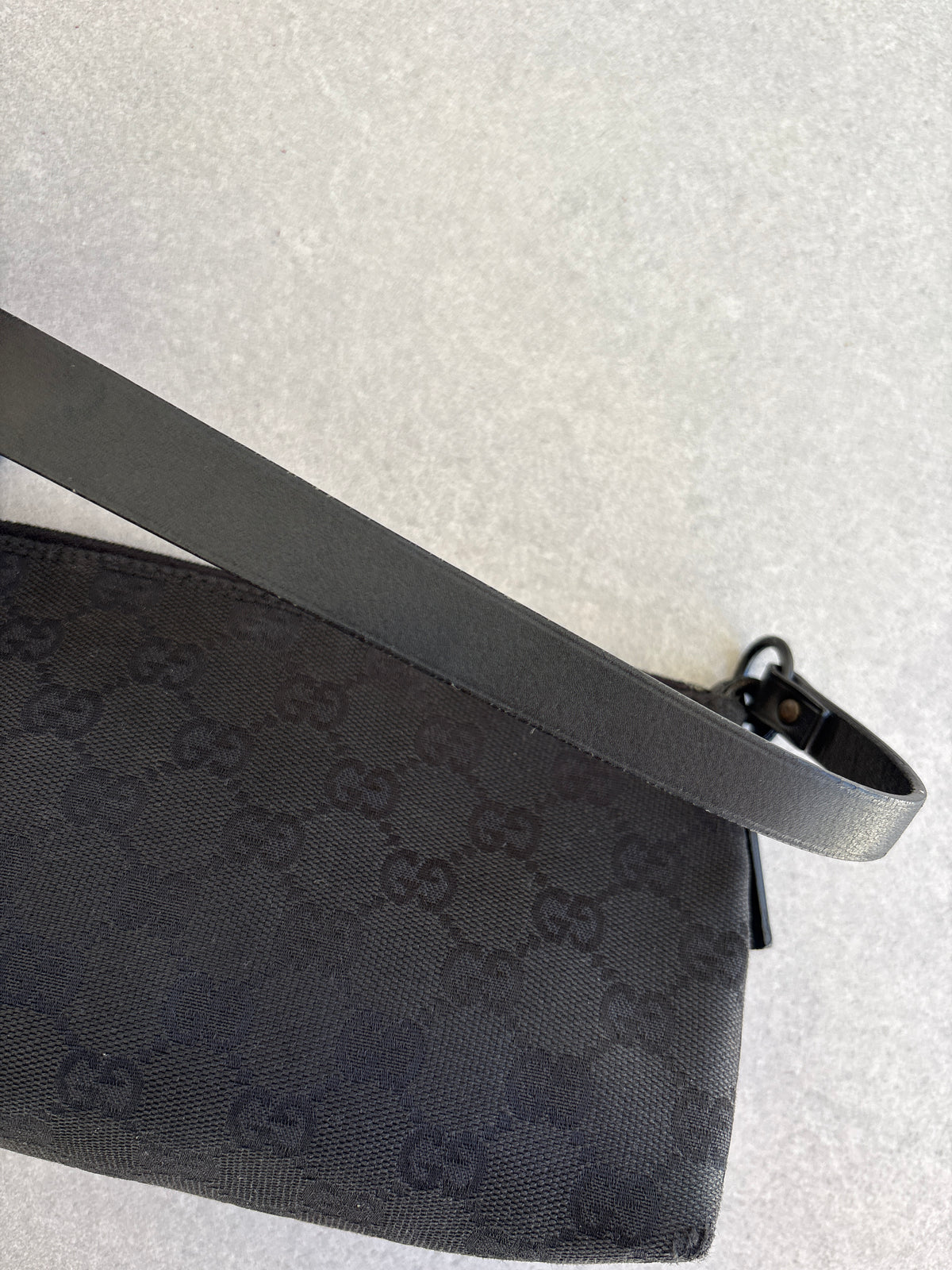Gucci Black GG Canvas and Leather Pochette