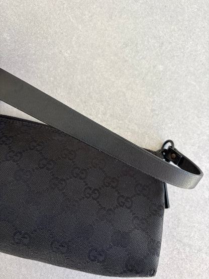 Gucci Black GG Canvas and Leather Pochette
