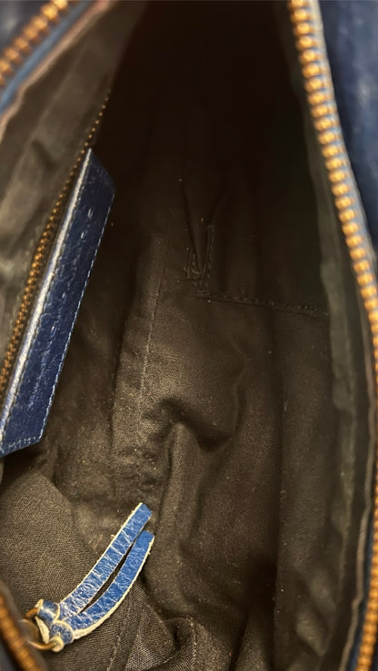 2000s Balenciaga Navy Leather City Hip Crossbody Bag
