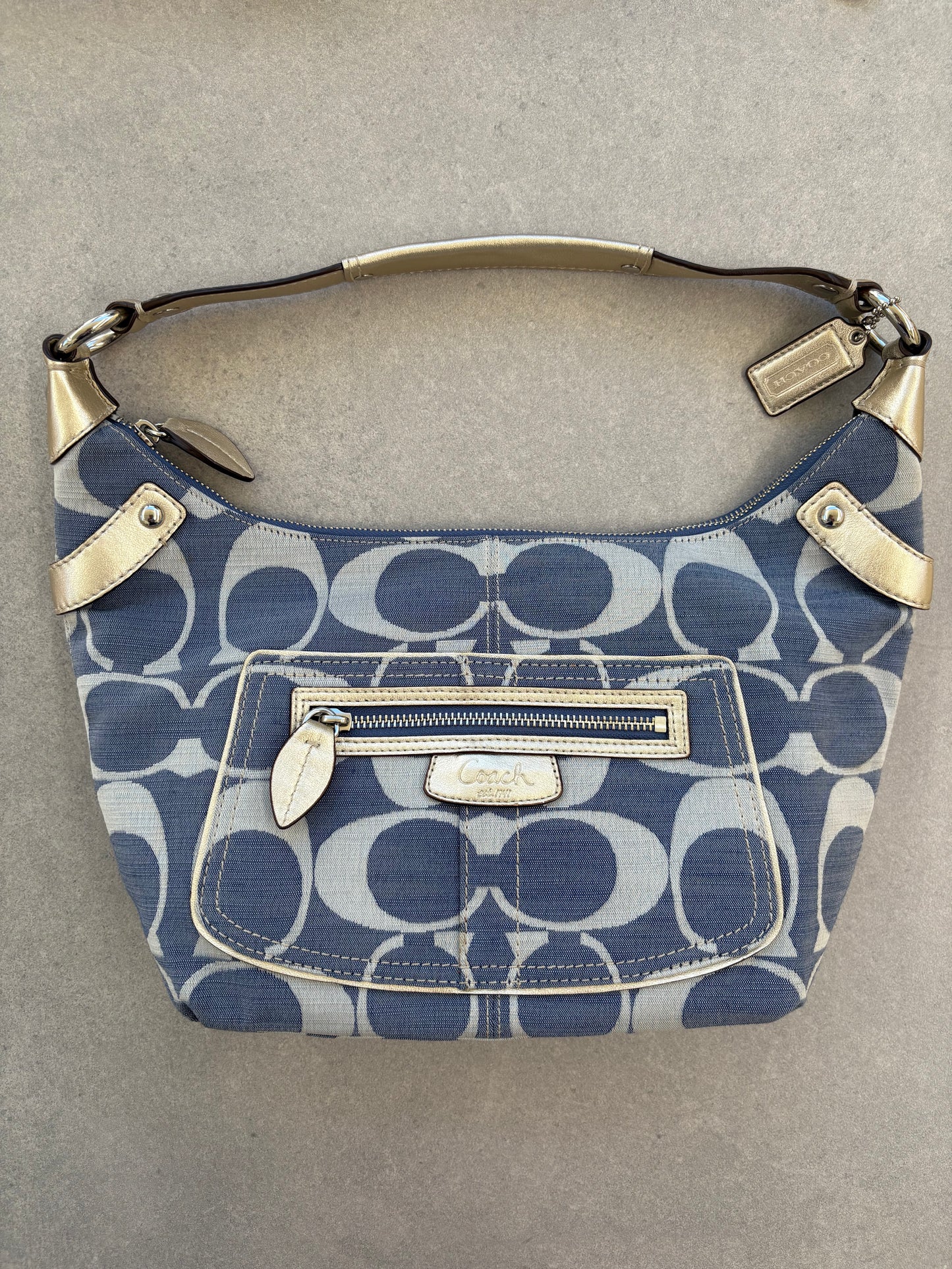 Coach Blue Monogram Shoulder Bag