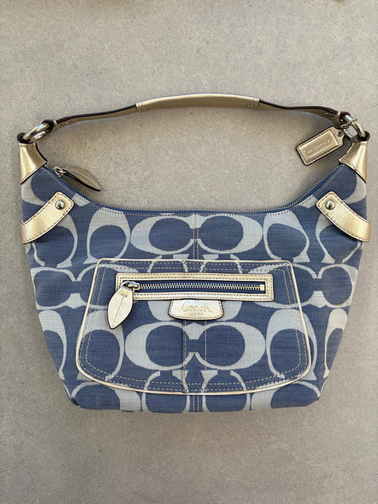 Coach Blue Monogram Shoulder Bag