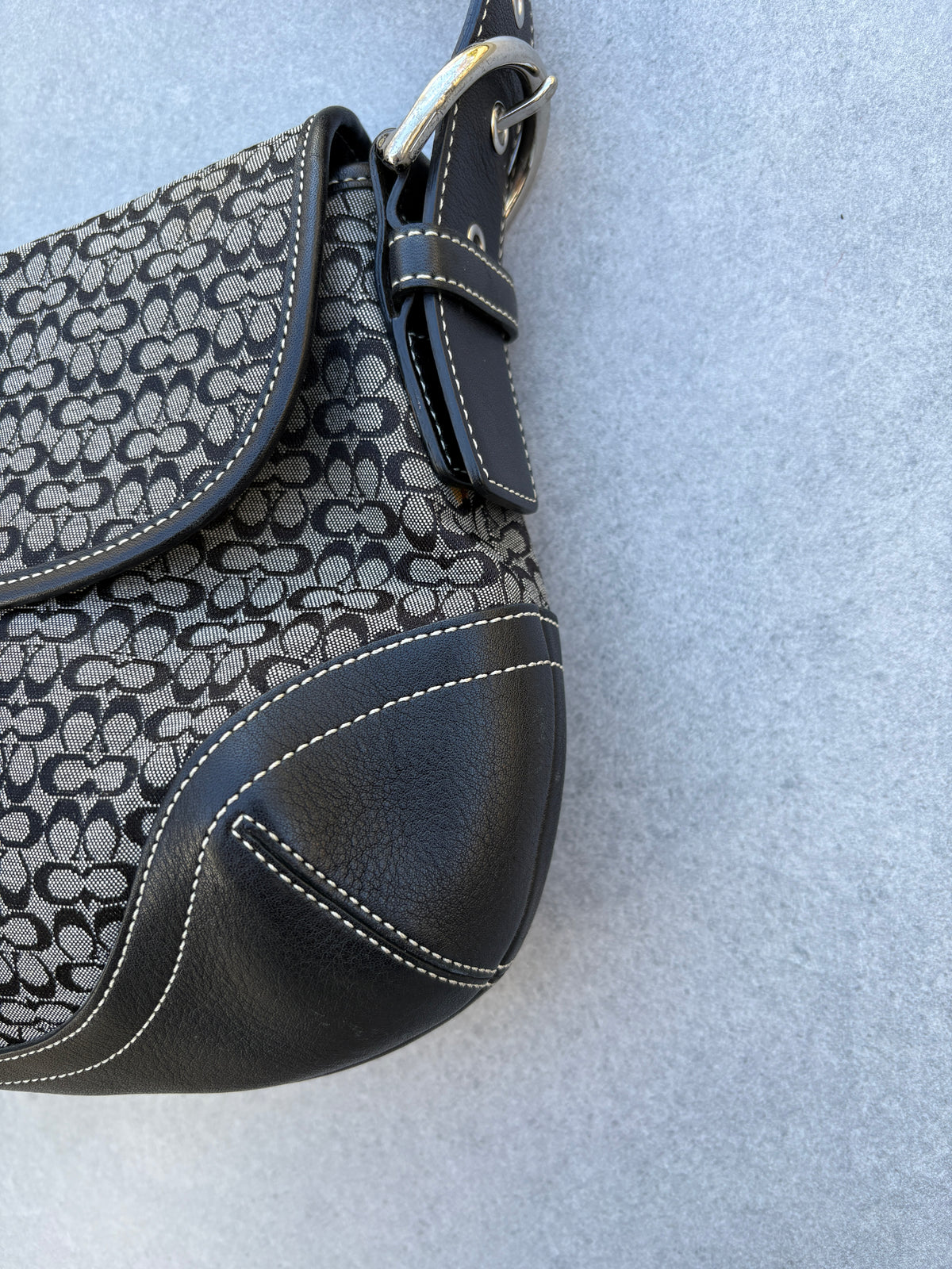 Coach Soho Black Monogram Shoulder Bag