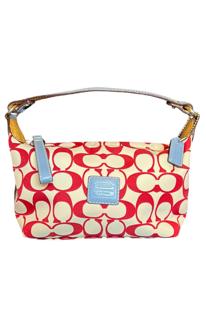 Coach Signature Mini Baguette Red and White