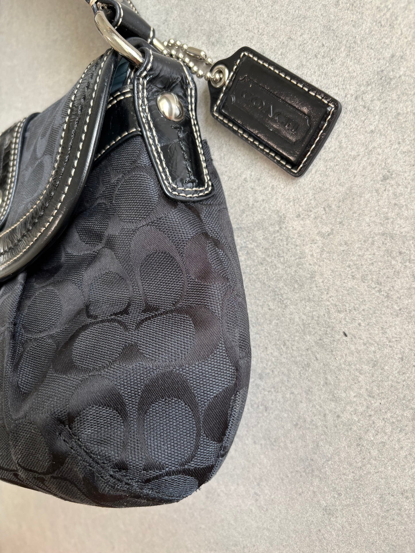Coach Soho Black Monogram Shoulder Bag