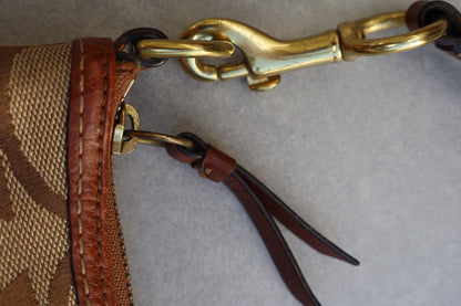 Coach Signature Tan and Brown Shoulder Bag