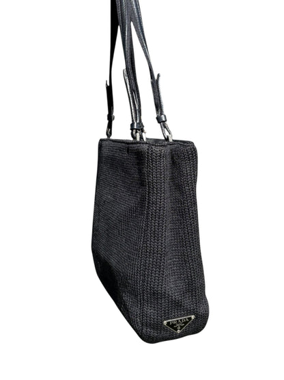 Prada Knit Shoulder Tote Bag Black