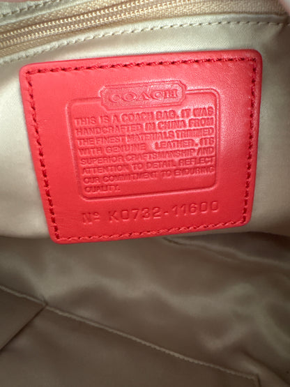 Coach Beige Monogram with Orange Trim Shoulder Bag