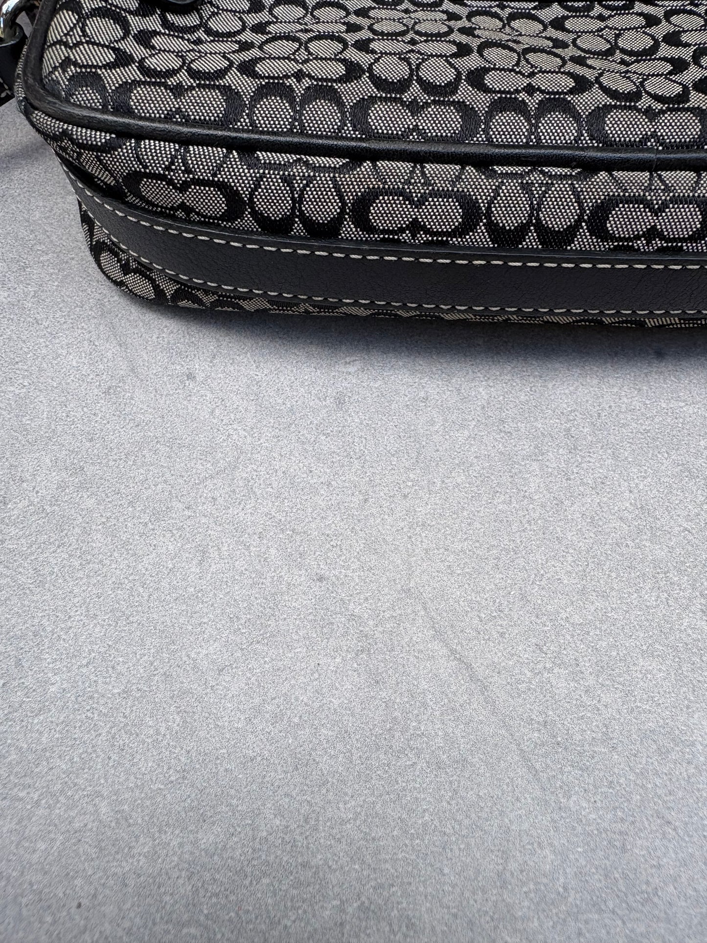 Coach Black and Grey Canvas Signature Crossbody Bag