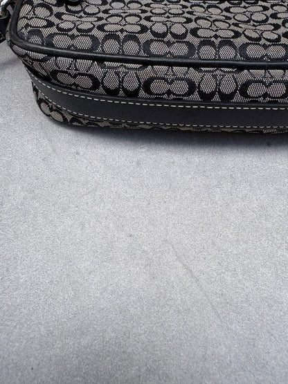 Coach Black and Grey Canvas Signature Crossbody Bag
