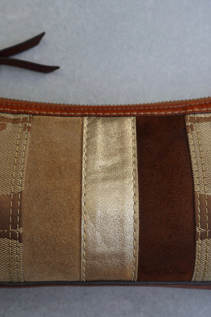 Coach Signature Tan and Brown Shoulder Bag