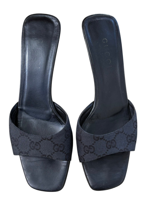 Gucci Mules Black Monogram Size 37.5