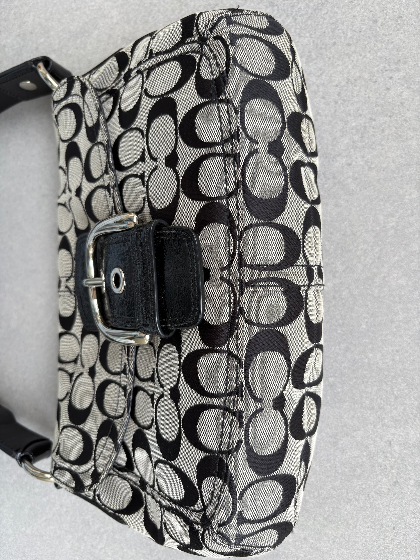 Coach Soho Black and Grey Monogram Shoulder Bag